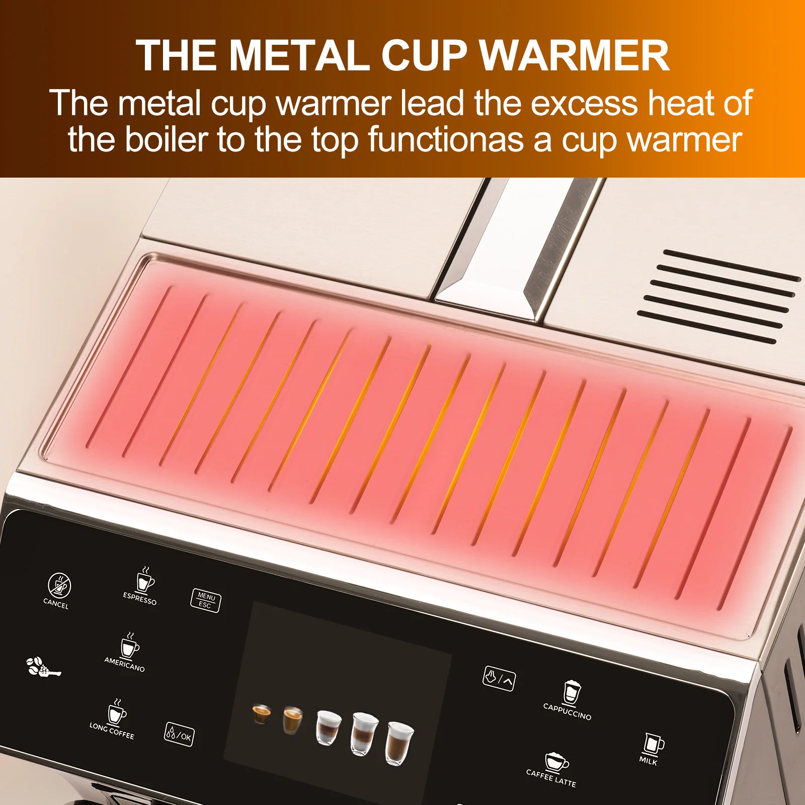 Automatic Coffee Machine Fully Espresso Machine Built-In Automatic Milk Frother Tank Intuitive Touch Display 8 Flavors
