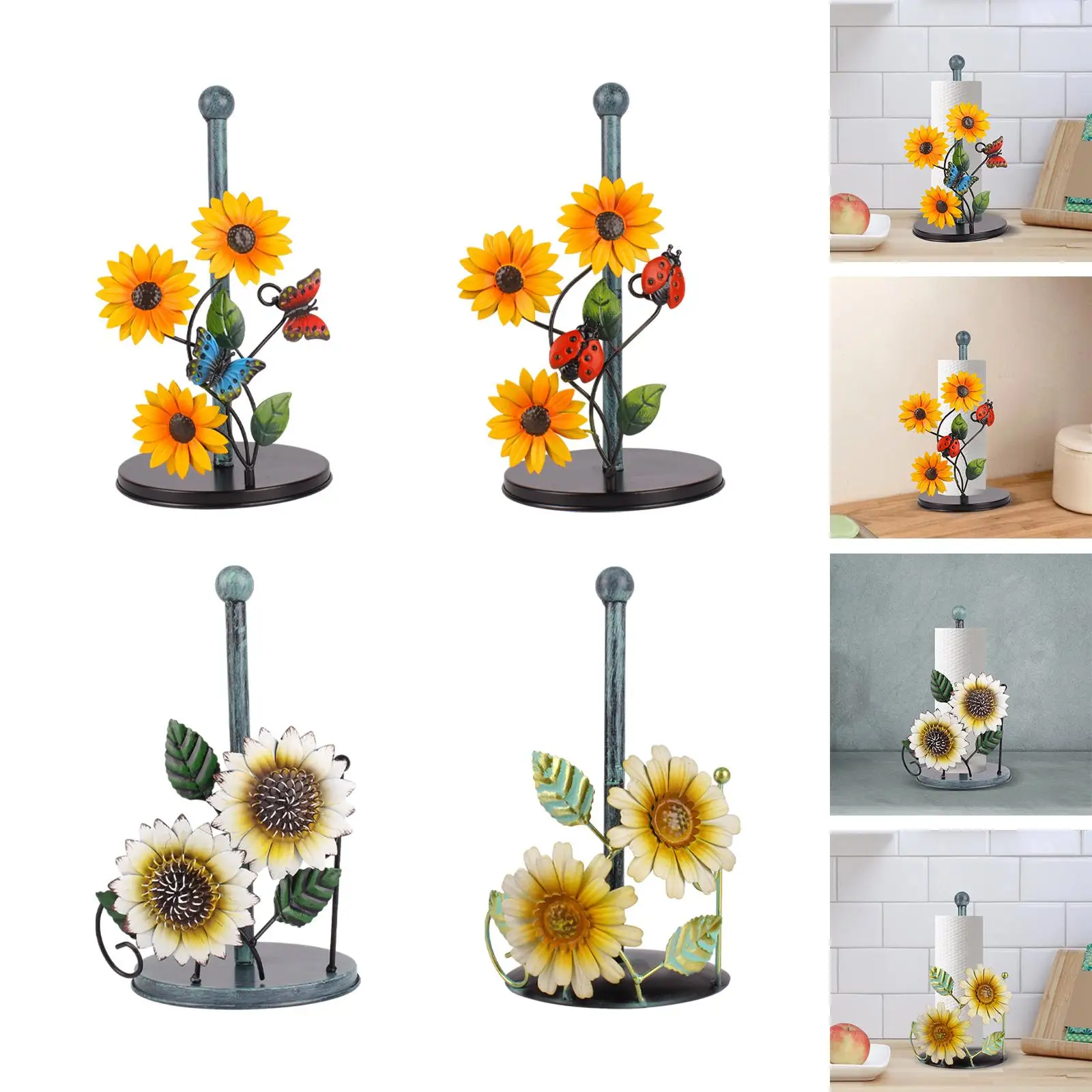 Elegant metal roll holder with sunflowers for the kitchen of the bar