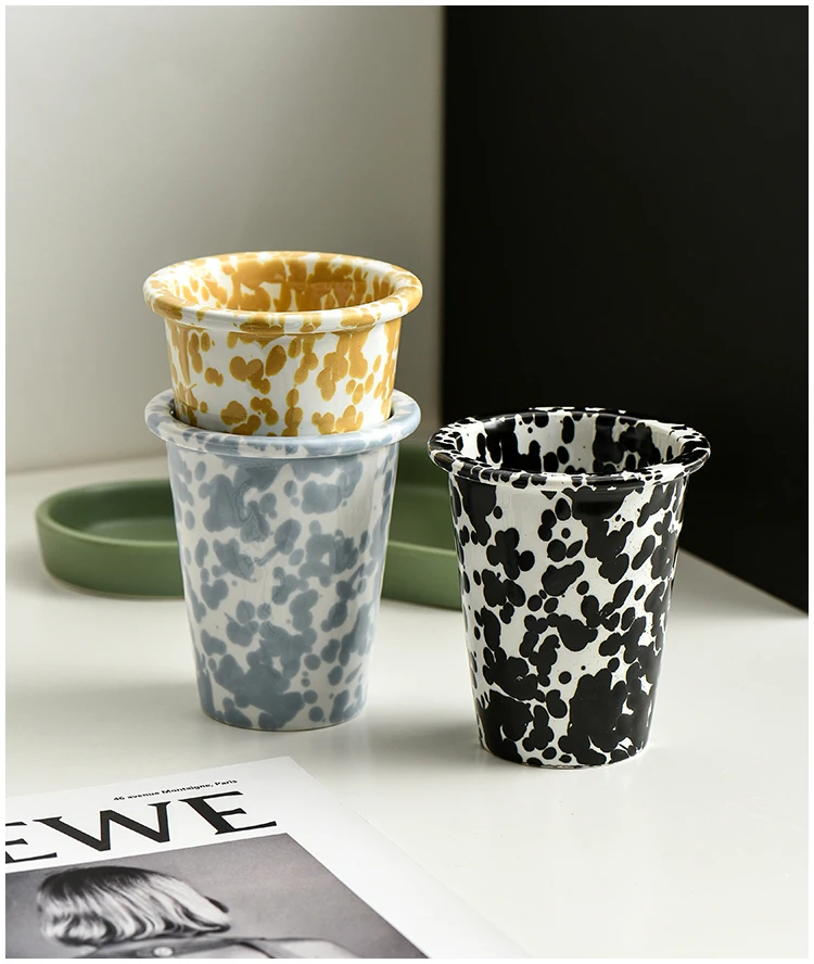 Description Picture 2 of item2pcs/lot Ink Ceramic Marble Tumbler Vintage Coffee Cup Bathroom Wash Cup Drink Cup for Party Pen Hold Candle Cup 270ml