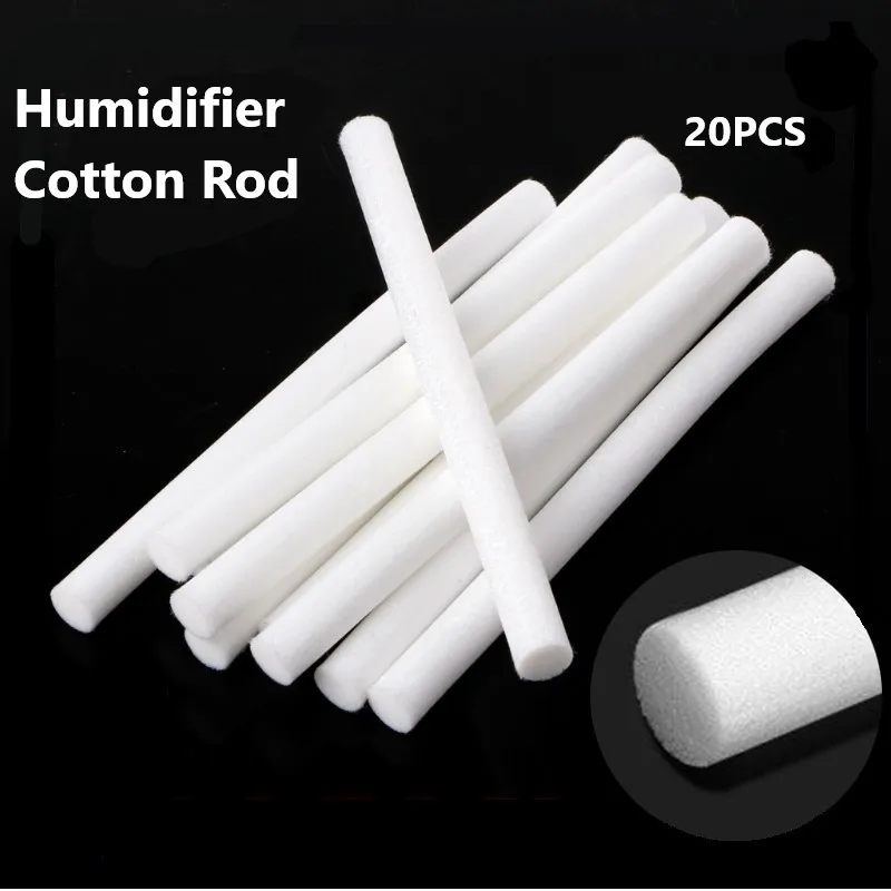 Humidifier Cotton Rod 20 PCS 7mm and 8mm Replacement Can Be Cut According To Humidifier Size