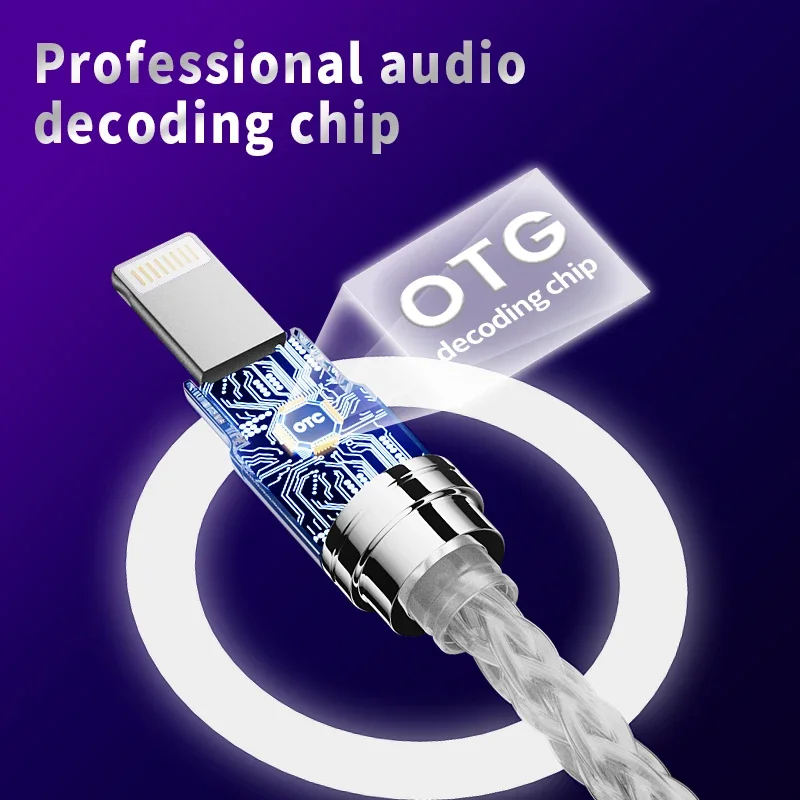 헤드폰용 Todn 8 코어 오디오 케이블, C 타입-라이트닝, 3.5mm-2.5mm-4.4mm, OTG 탄소 섬유 쉘