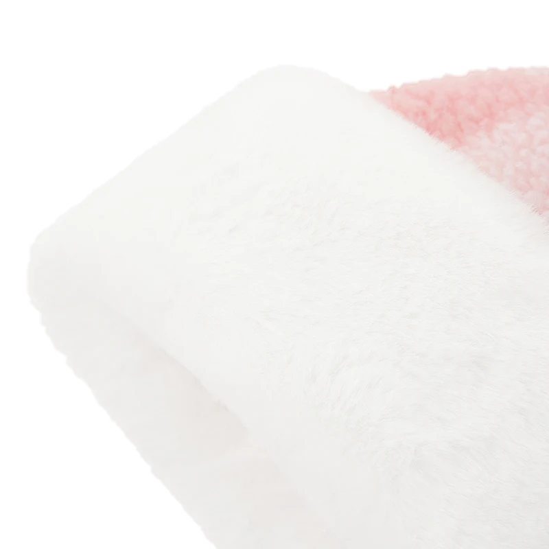 Cute Pink Plaid Santa Claus Hat Fleece Santa Cap Christmas Hats for Adults with Plush Trim
