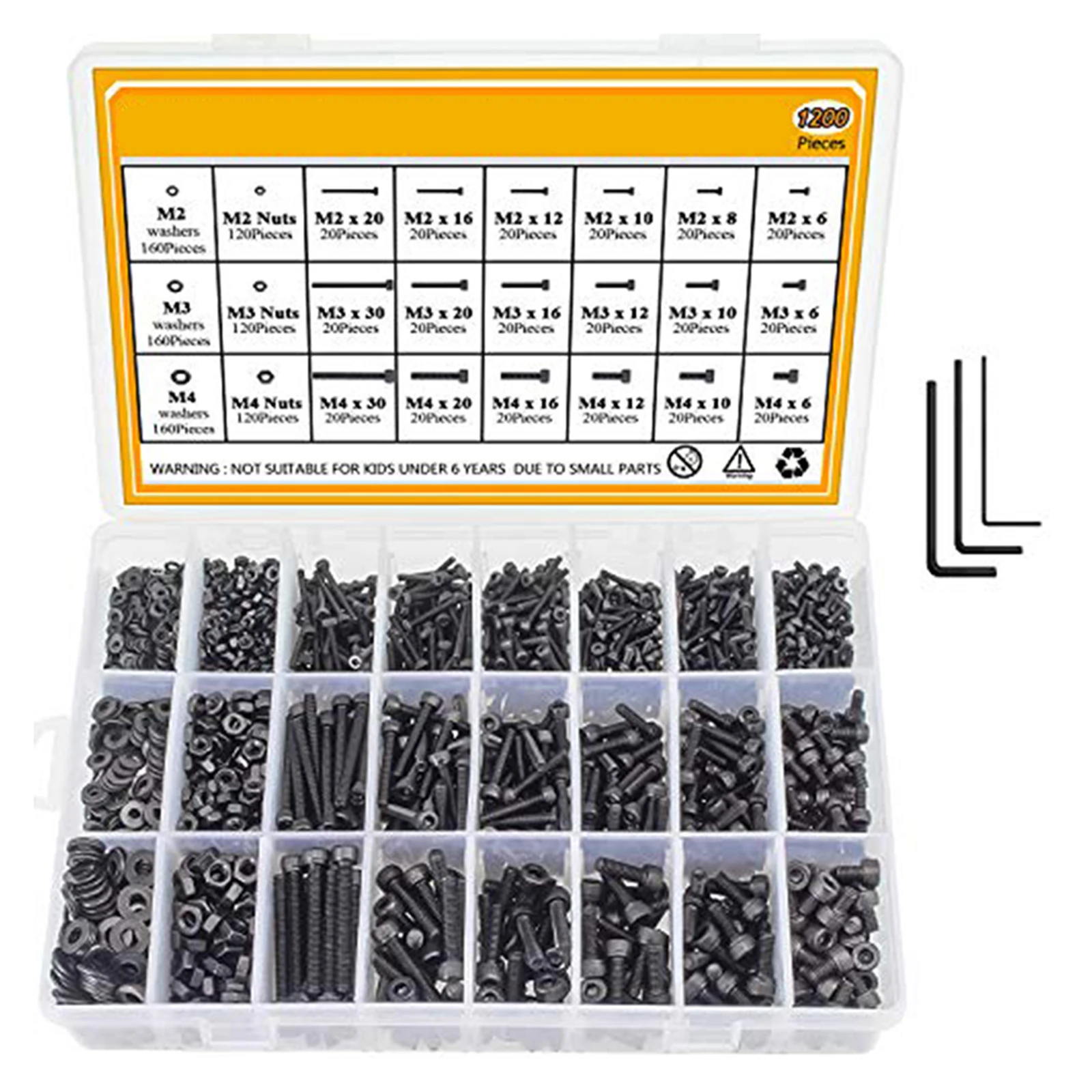 

Premium Alloy Steel Screws Nuts and Washers Set 1200PCS/24 Sizes M2 M3 Mfour Ideal for Automotive and Marine Uses