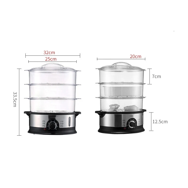 ES-07 Home Electric Food Steamer Multifunctional Steamer Pot Automatic Power-Of 3-Layer Large Capacity Seafood Steamer Cooker 4
