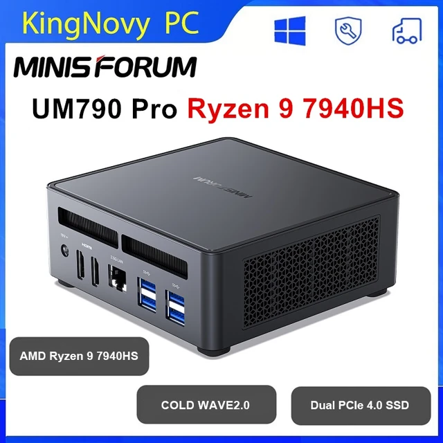 MINISFORUM UM790 Pro Gaming Mini PC AMD Ryzen 9 7940HS 2*DDR5 5600MHz Cold  Wave 2.0 2*PCIE4.0 WiFi6E Window 11 NUC Mini Computer