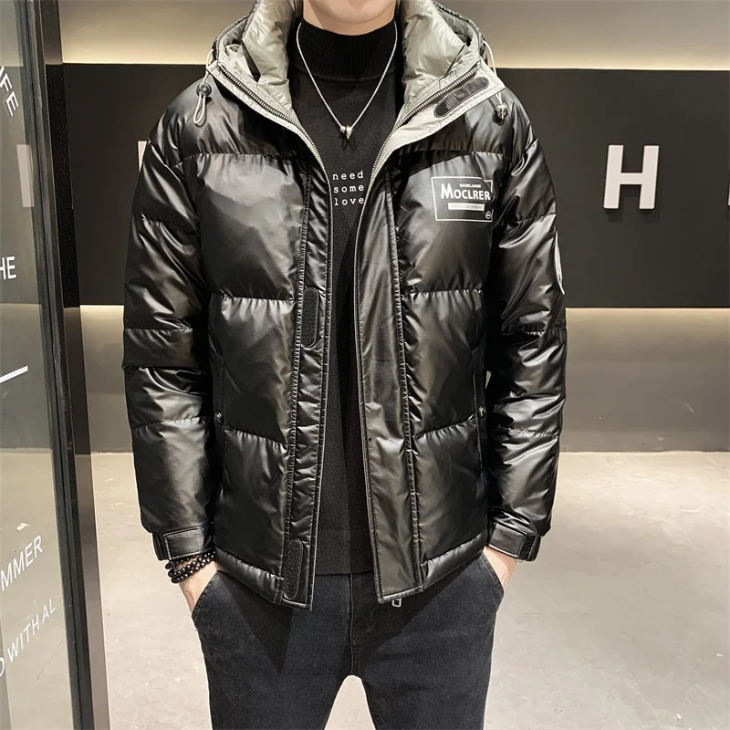 Winter New Handsome Shiny Fashion Thick Warm and Loose Comfortable Hooded Men's down Jacket