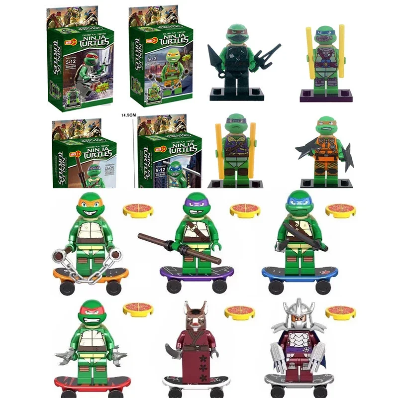 4 Pz 6 Pz Tmnt Mini Action Figures Ninja Turtle Bricks Leo Raph Don Doll Assemblare Building Blocks Moc Giocattoli Fai Da Te Per I Bambini