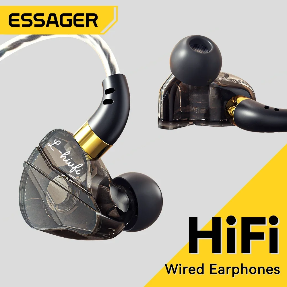 

Essager Original HiFi Wired Earphone Race Sport Headphone Bass Stereo Headset Music Earbuds 3.5MM Type-C In Ear With Mic