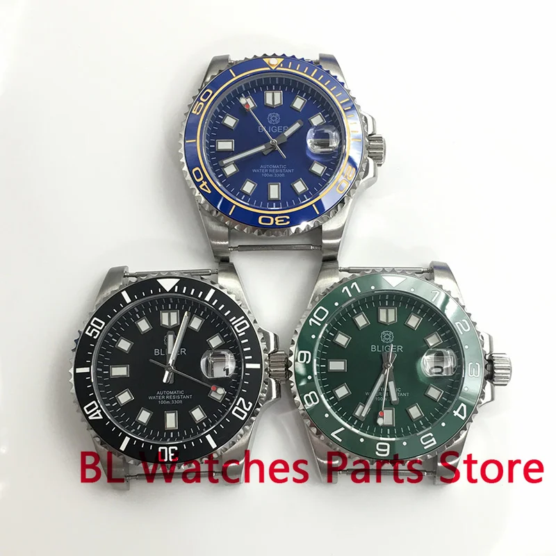 

BLIGER Watchparts 40mm NH35A Movement Automatic Water Resistan Luminous Dial Hand Sapphire Glass Ceramic Bezel DateFunction