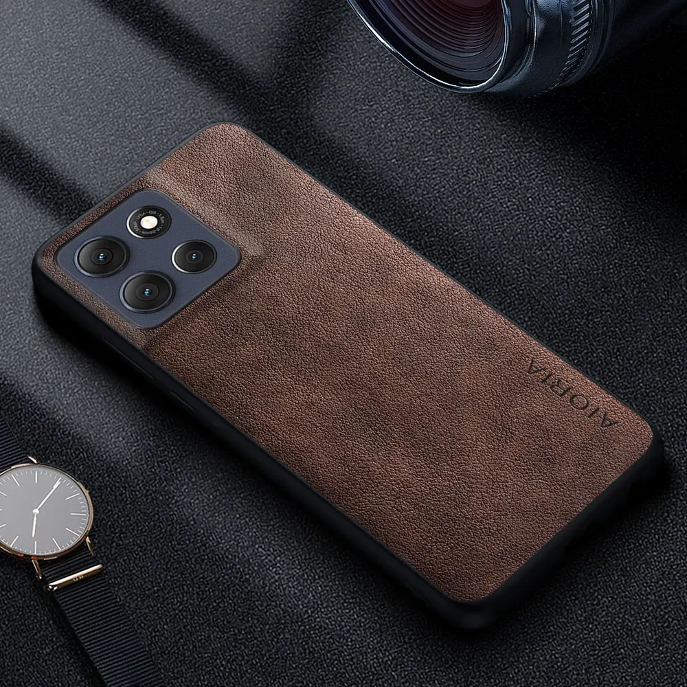 Premium Luxury Leather Retro Business Style Phone Case – Solid Color Cover