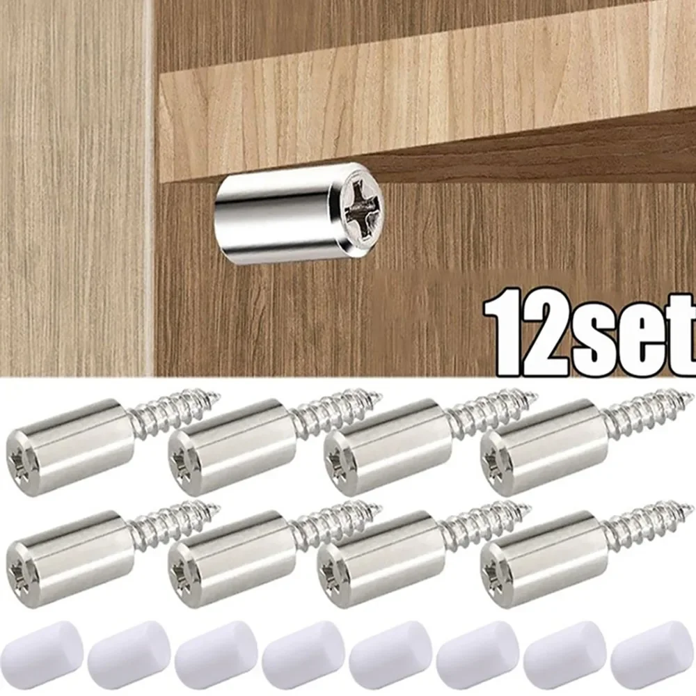 

12set Cross Self-tapping Screw with Rubber Sleeve Laminate Support Wardrobe Glass Nonslip Partition Nail Cabinet Furniture Tools