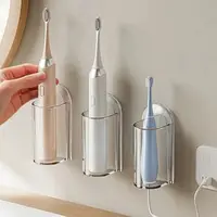 Wall Mount Electric Toothbrush Holder Space Saving Punch-Free Toothbrush Storage Rack Transparent Electric Toothbrush Base 1