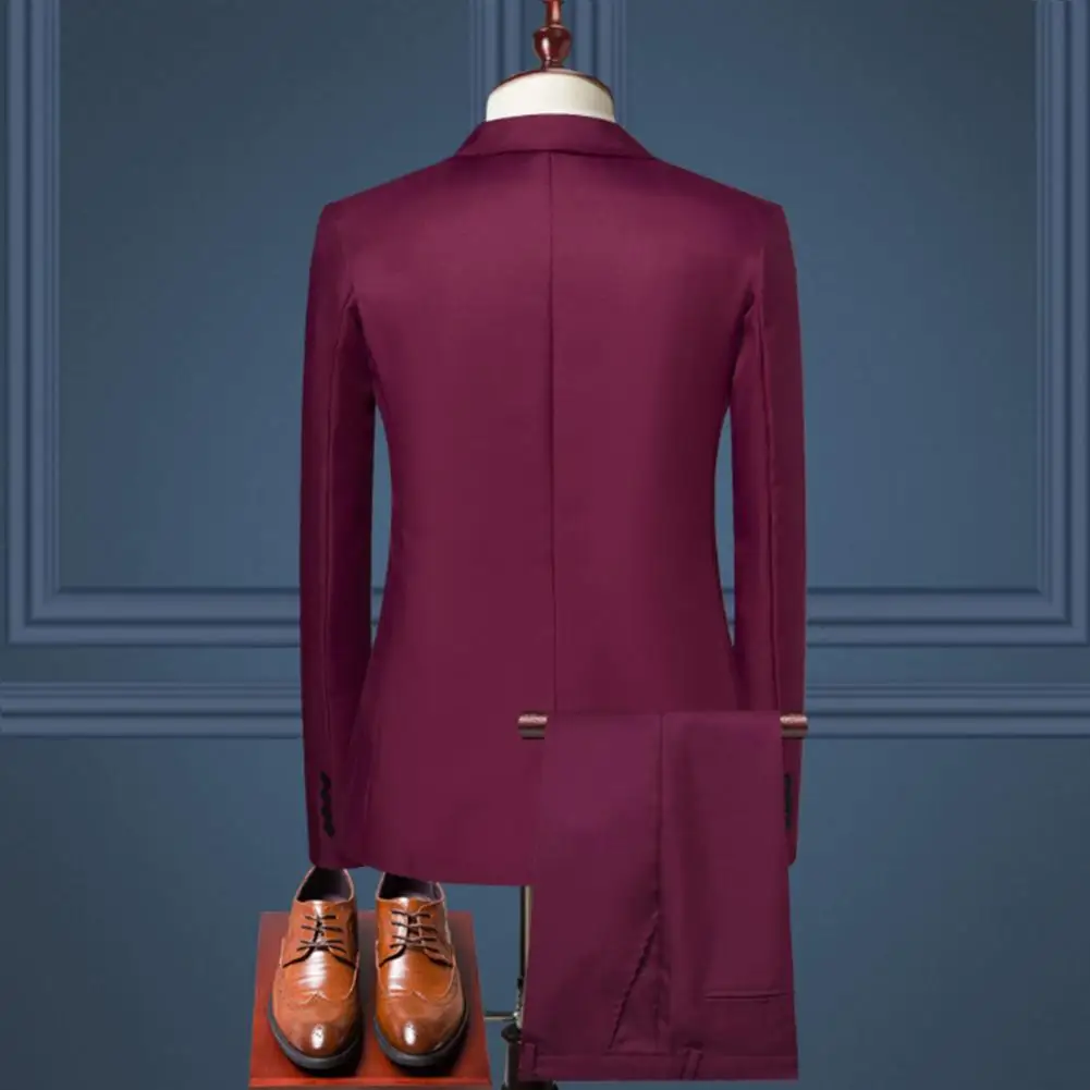 Men 3d Silhouette Suit Slim Fit Suit Men's Business Set Lapel Single Breasted Coat Slim Fit Pants Solid Professional
