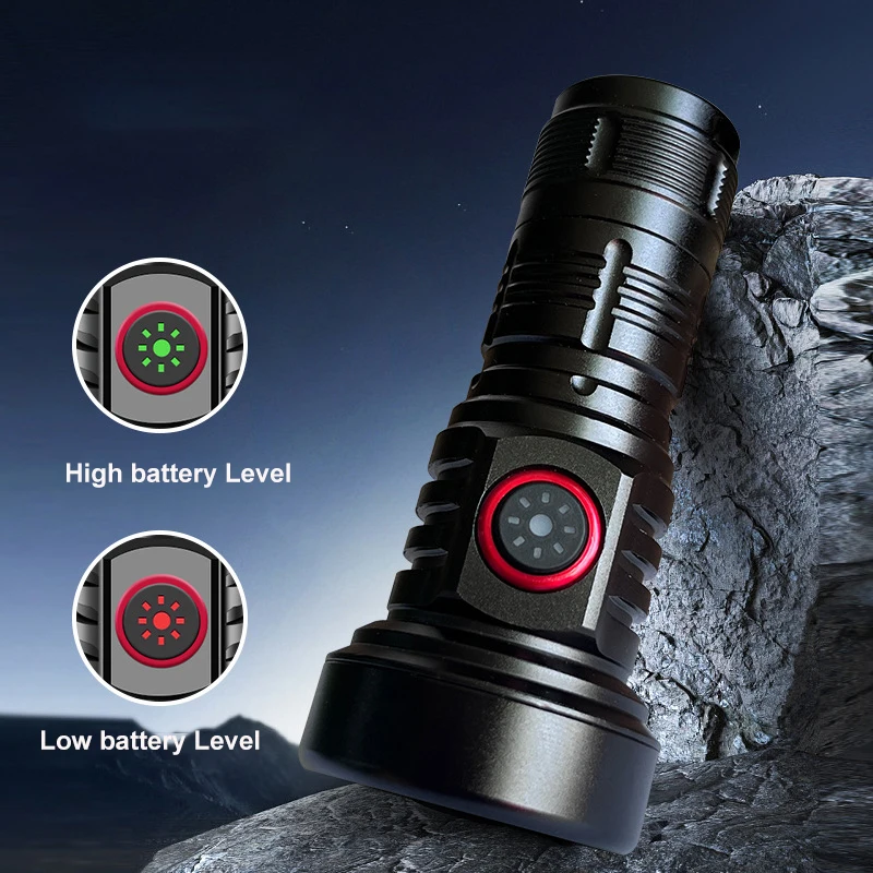 Small LED Flashlight USB C Rechargeable High Power Mini EDC 18350 Long Range Throw Lamp TIR Optics Portable Pocket Camping Torch