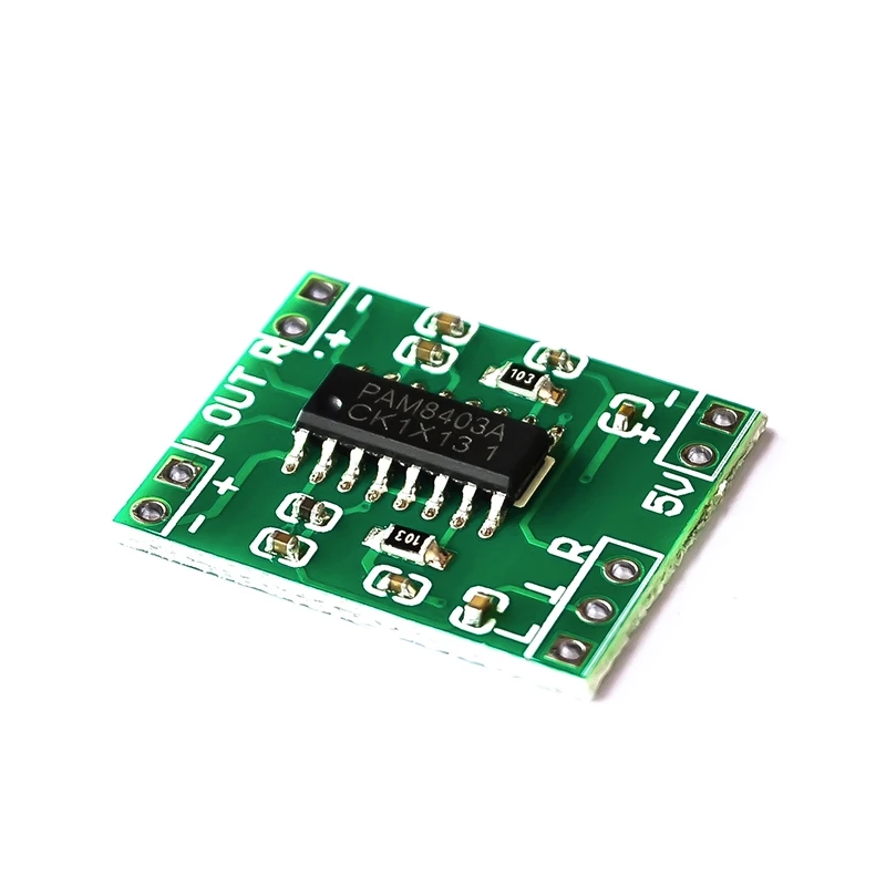 

10pcs Greenboard PAM8403 power amplifier board Class D 2x3w ultra-micro digital power amplifier board 2.5～5V USB power supply