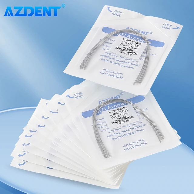 10Packs AZDENT Dental Orthodontic Super Elastic Arch Wire Niti Round Rectangular Arch Wires Ovoid Form 10pcs/Pack