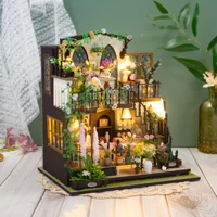 NEW DIY Wooden Miniature Model Kit Darcy Flower House Casa 3D Puzzle Dollhouse With Furniture Home Decor for Friends Gifts 1