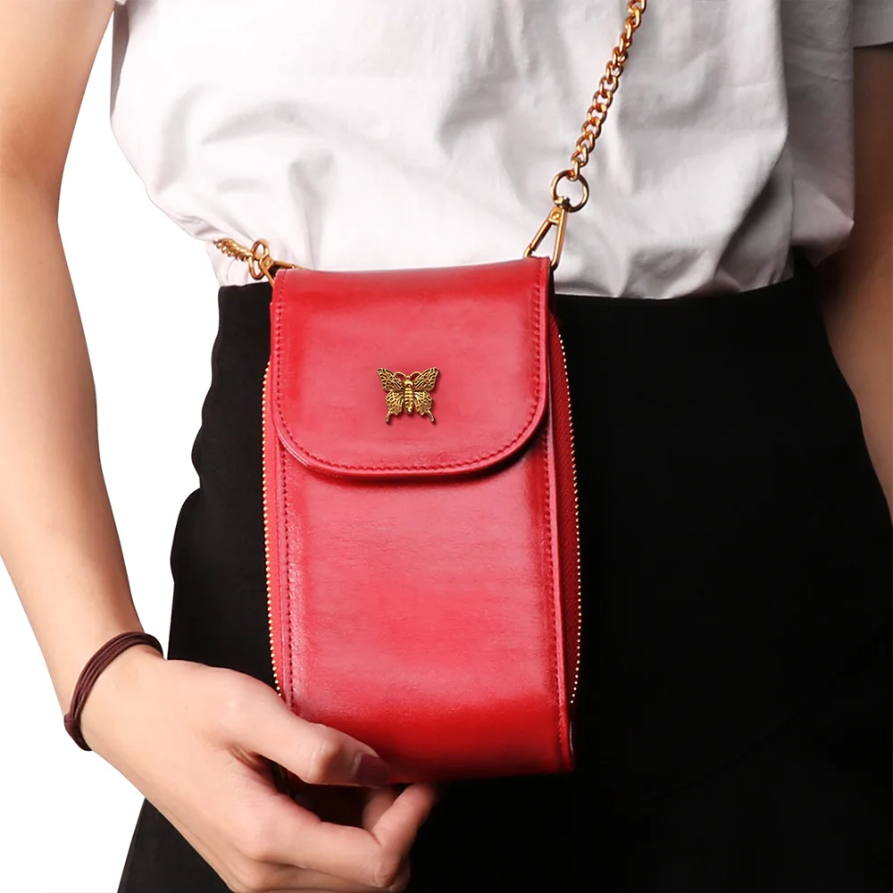 Mobile Phone Bag With Wallet Women's Mobile Phone Shoulder Bag Leather Mobile Phone Bag  Female Shoulder Bag