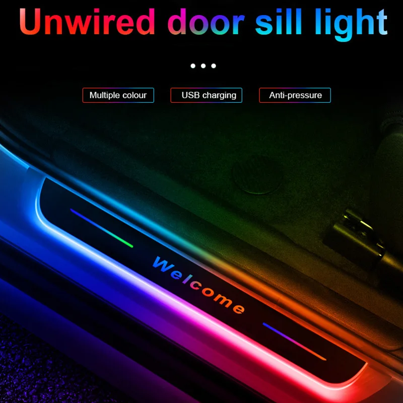

Car Door Atmosphere Light LED Welcome Pedal Colorful Sill Lamp USB Charging Rgb Atmosphere Decorative Auto Sticker Universal