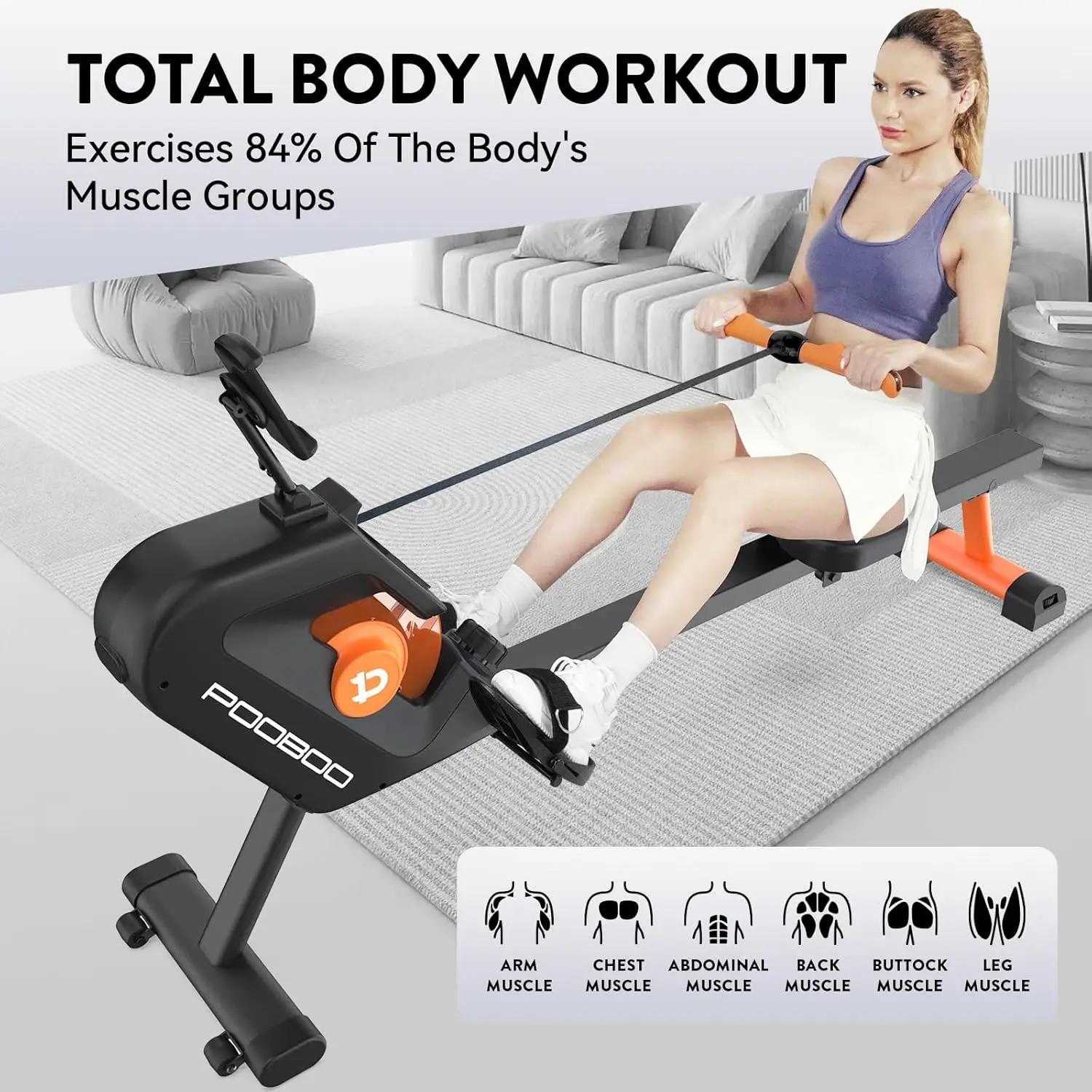 machine, Max 350 LBS Magnetic Rower with LCD Monitor, Tablet Holder, Upgraded Rowing machines for home use