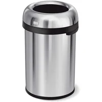 simplehuman 115 Liter / 30 Gallon Bullet Open Top Trash Can Commercial Grade Heavy Gauge, Brushed Stainless Steel 1