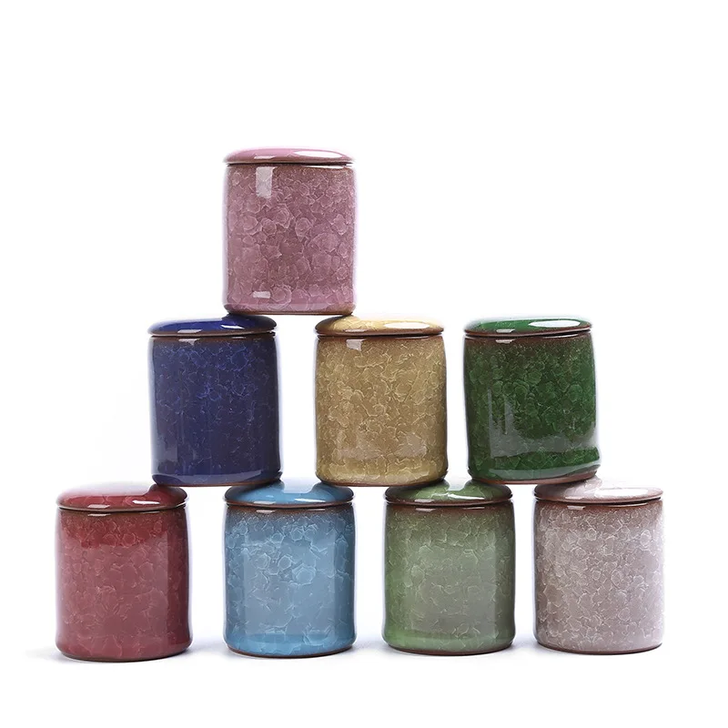 Mini Ice Cracked Glaze Ceramic Pot for Storage ceramic storage jar airtight container