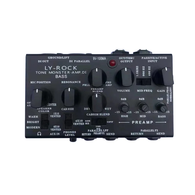 LYROCK Bass Guitar Pedal Simulation DI Microphone Preamplifier 3 Stage