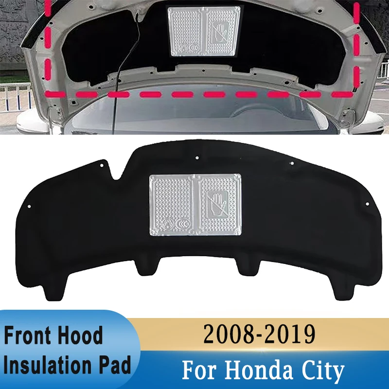 

Передняя крышка двигателя для Honda City 2008-2019, звукоизоляционная хлопковая подкладка, алюминиевая фольга, теплоизоляционный коврик