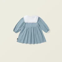Entzückendes Mädchenkleid mit Umlegekragen & Blumenstickerei – Bild 2