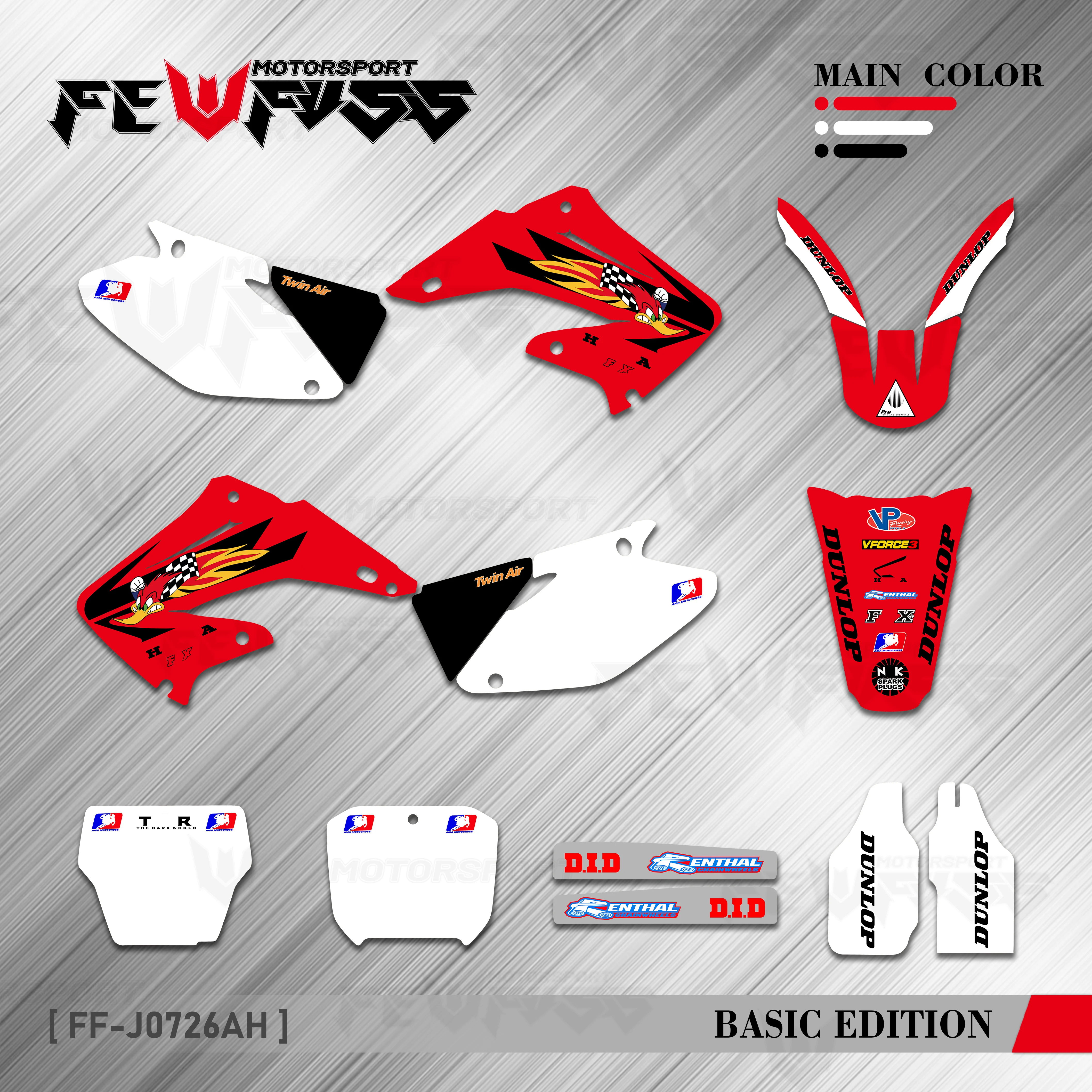 

FEWFUSS Full Graphics Decals Stickers Motorcycle Background Custom Number Name For HONDA CR125 CR250 CR 125 CR 250 2002-2012