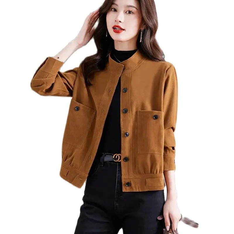 Small Fragrant Wind Short Coat Spring and Autumn 2024 New Women's Wear Small stature Workwear Standing Collar Casual Jacket Top