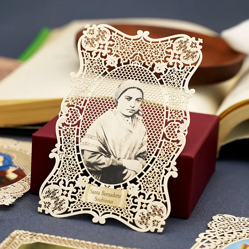 Catholic Christian Decorative Holy Lace Card Saint Bernard Bookmark Religious Figure Icon Church Gift 7x11cm