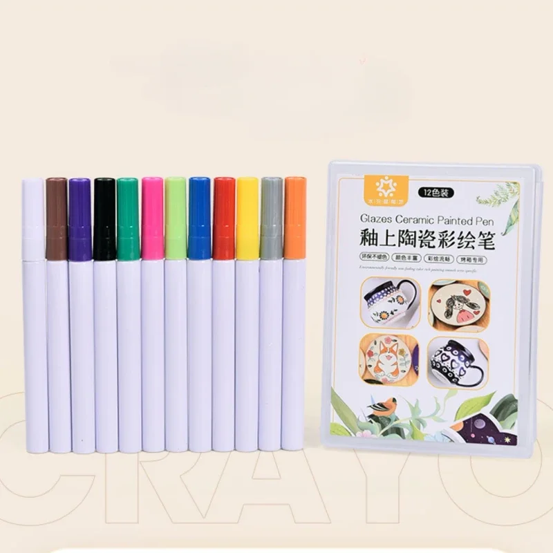 Ceramic Painting Pen 12 Colors Waterproof Non Fading