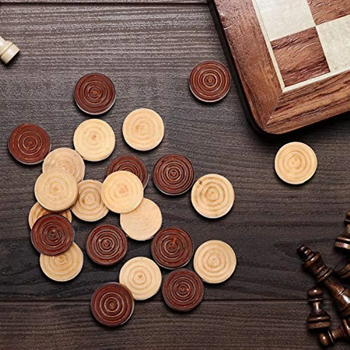 30Pcs/set Wooden Round Checkers Pieces Backgammon Chess Game Accessories chess pieces