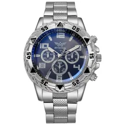 Premium Stainless Steel Luxury Men's Quartz Wristwatch with Large Dial (Silver Black)