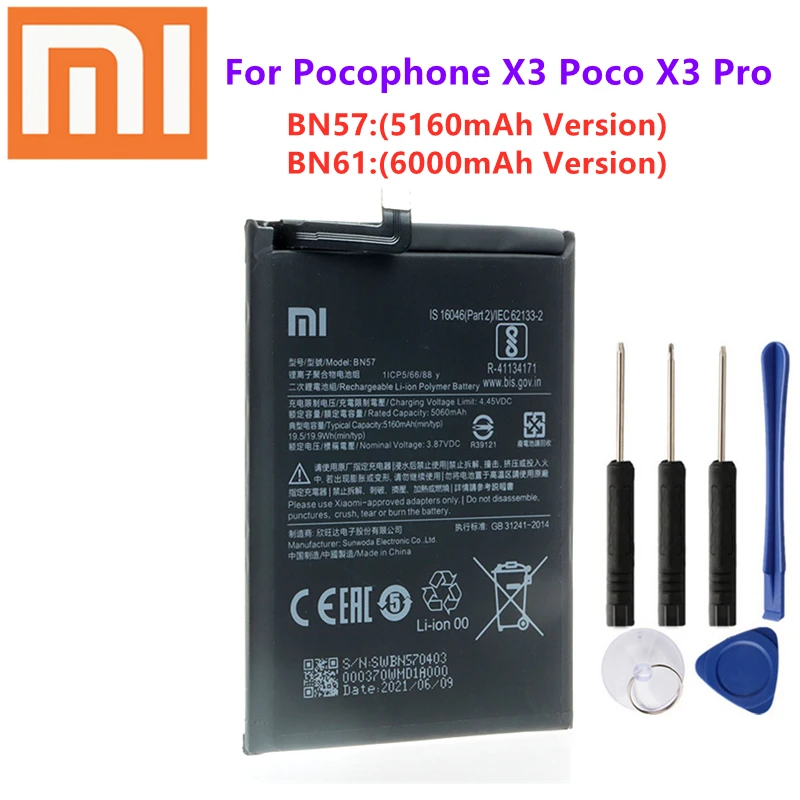 100OriginalXiaomiBN61BN576000mAhPhoneBatteryForXiaomi