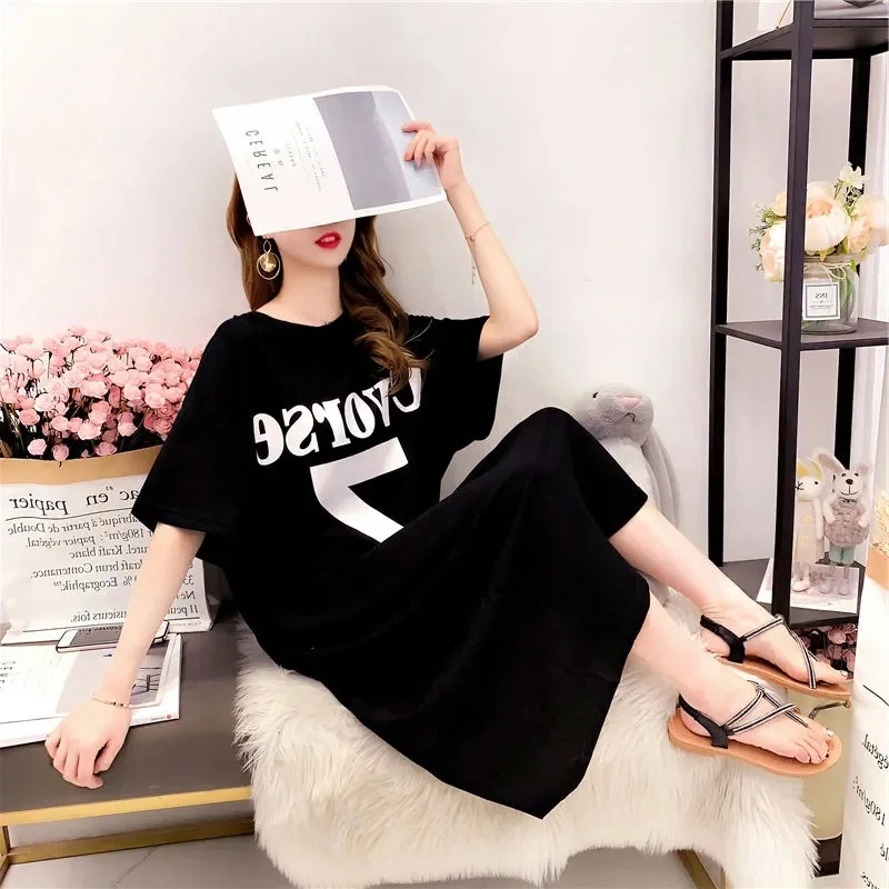 

2023 Summer New Clothing Ins South Korea 200 Pounds Loose Fat Size Fat MM Long Pajamas Women Feel Backless Home Nightdress Dress