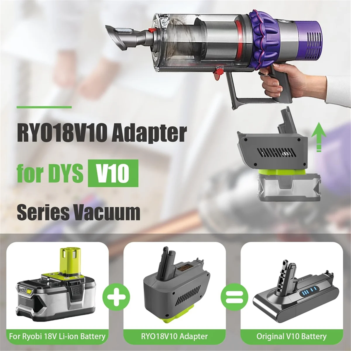 V10 RYO18V10 어댑터 18V ONE + 배터리 용 V10 무선 진공 청소기 스틱 사이클론 절대 변환