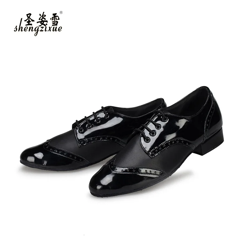 1pair/lot Men Dance Shoes Party Square Dancing Shoes Black White PU Low Heel dancing shoes