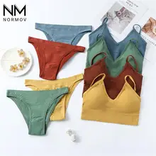 

NORMOV 2Pcs Sexy Bra Set Women Stretch Breathable Sports Running Gym Vest Women Workout Push Up Slim Elasticity Shockproof Bra