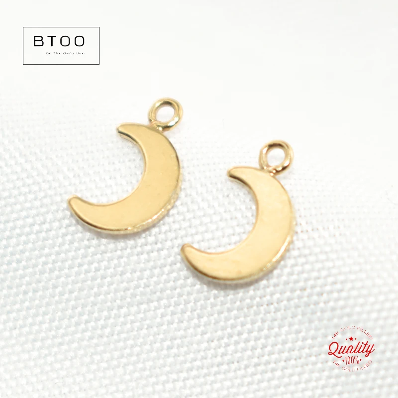 14K Gold Filled Moon Charm Gold Pendant For Bracelet Necklace Earring DIY Accessories Tarnish Resistant Jewelry Findings