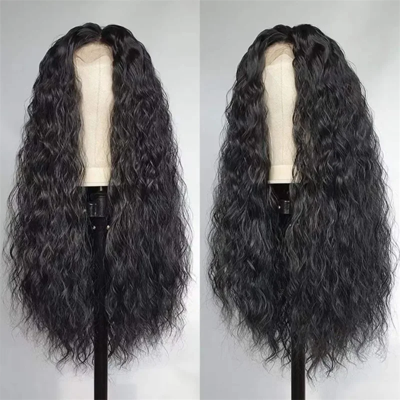 

Black Glueless 26Inches 180% Density Soft Long Preplucked Kinky Curly Lace Front Wig For Black Women With BabyHair Daily