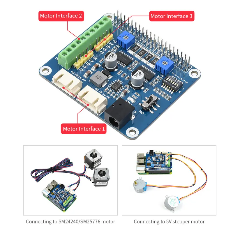 Stepper Motor HAT for Raspberry Pi HR8825 Drives Two Stepper Motors Up to 1/32 Microstepping for RPI 5 4B 3B+ 3B Zero 2 W 1.3 image 5