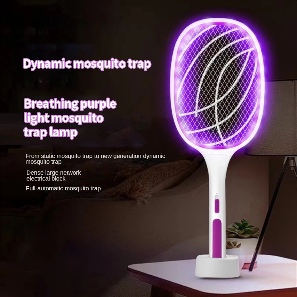 

IN 1 Electric Flies Swatter Killer with UV Light Fly Zapper Racket Rechargeable Mosquito Racket Anti Bug Zapper