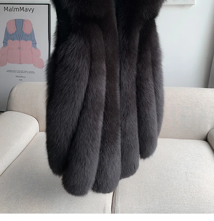 Fox fur vest women's medium and long 2024 new fashion fur vest thick coat real fur for winter
