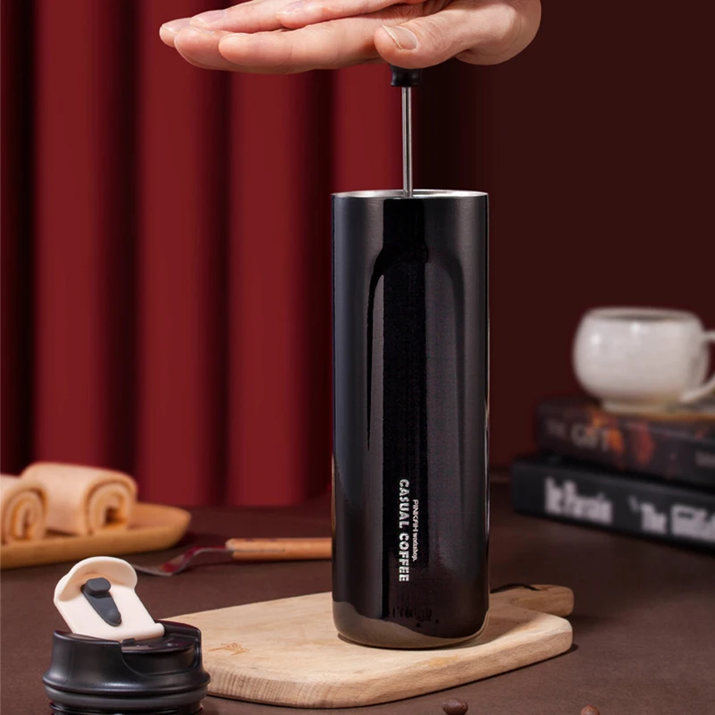 PINKAH Outdoor 316 Stainless Steel Coffee Press Pot Portable Insulation Coffee Pot Pressure Rod Extraction Thermos Cup coffee maker,coffee pot,french press coffee press,coffee press