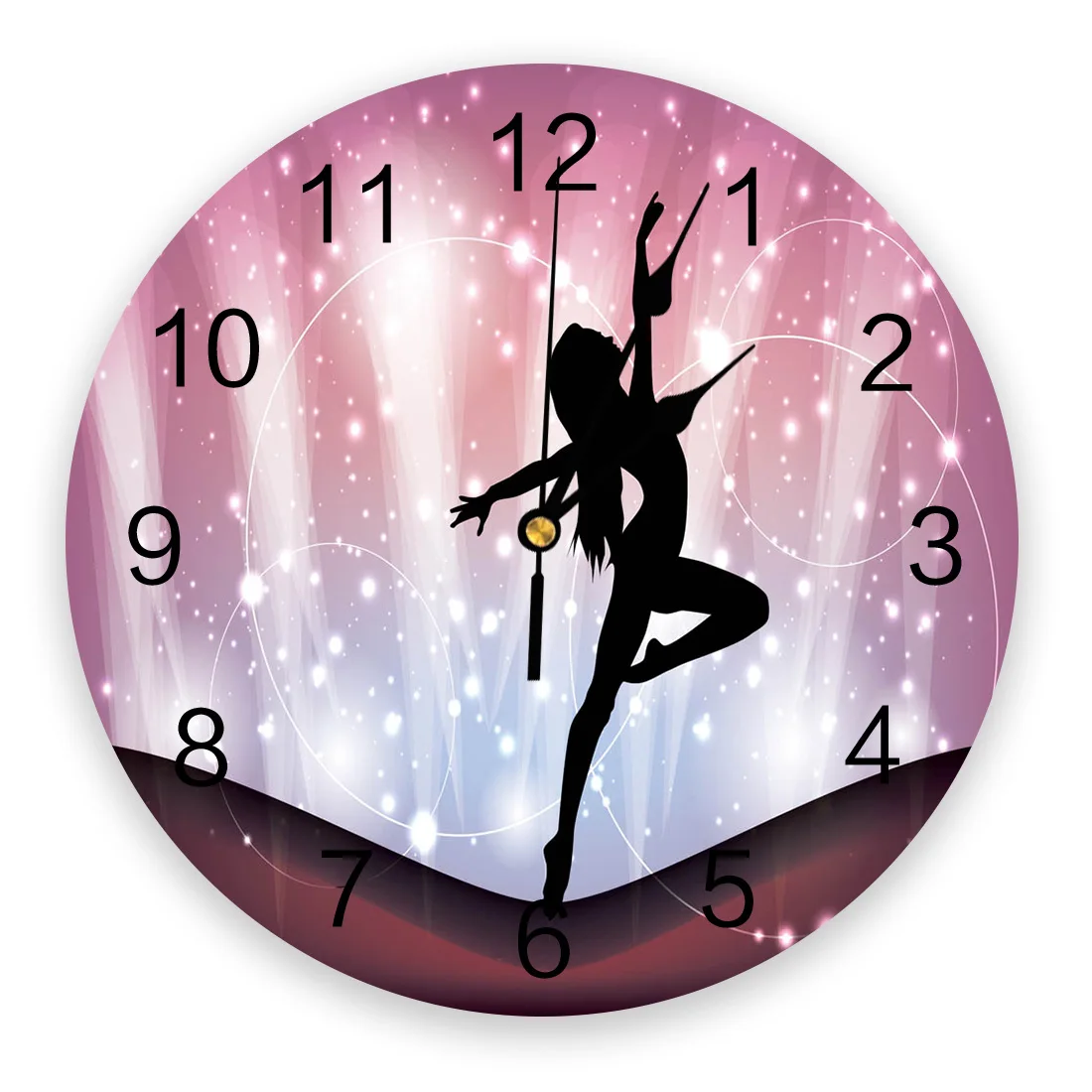 

Танцевальная женщина силуэт звездное небо круглые Настенные часы подвесные тихие часы для гостиной офиса Декор