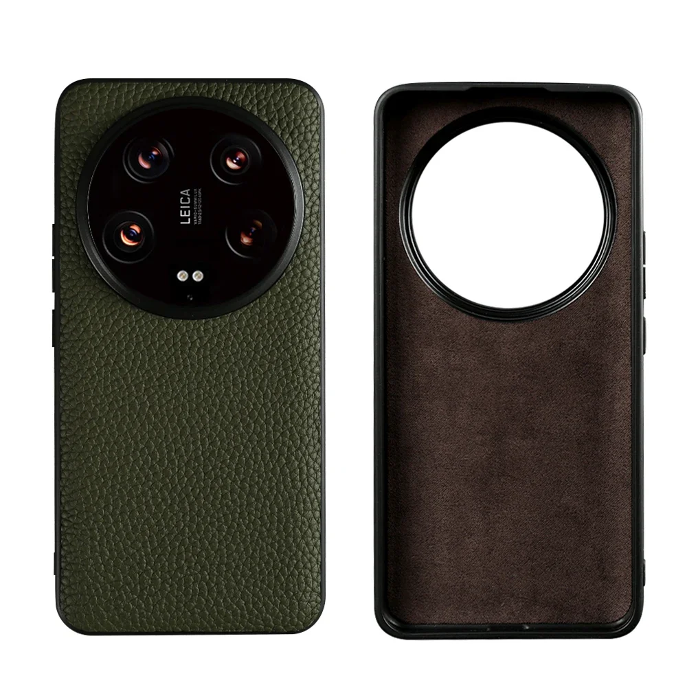NZN Durable Genuine Leather Full-Wrap Litchi Pattern Phone Case Cover