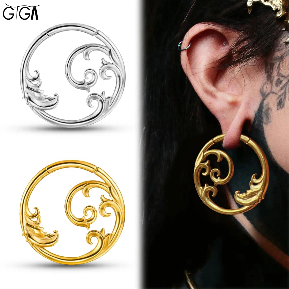 Giga 1/2 Stück 4MM Edelstahl Meereswellen-Ohrhänger Gewichtsmessgeräte Verschluss-Ohrringe Piercing Körperschmuck Expander Stylisch