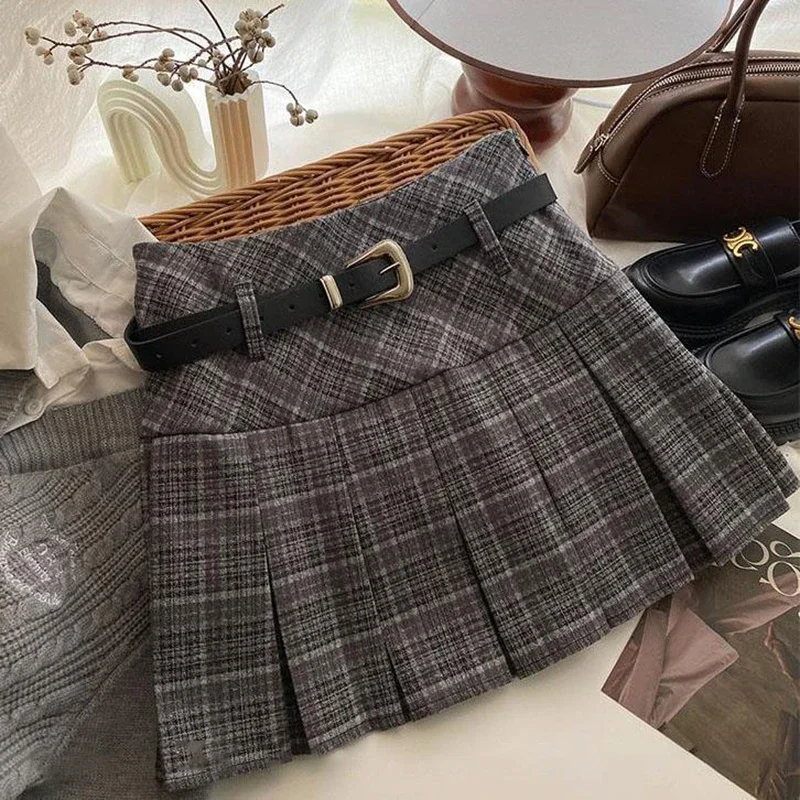 Skirt Chouyatou Women's Simple High Waist All Around Pleated A